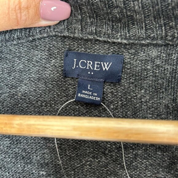 J Crew Sweater Mens Large Gray Shawl Collar Wool Blend Pullover Rib Knit Casual - Picture 5 of 9